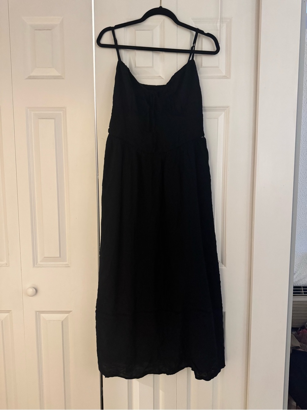 NWOT Halara Tie Front Cutout Linen-Feel Midi Dress L